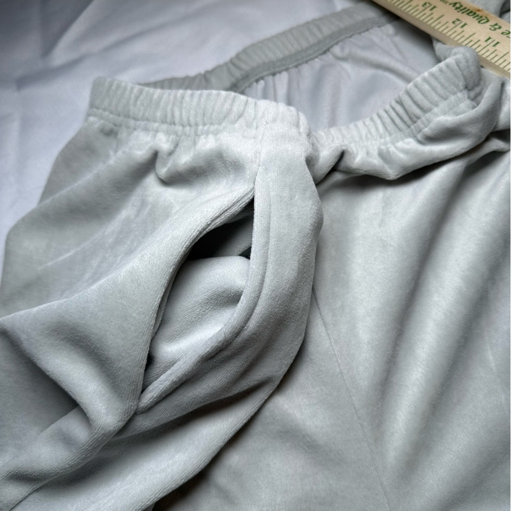 BLAIR Velour Tracksuit XL Gray Silver Quilted Smocked Zip Grandpa Retro Cottage - Picture 9 of 16
